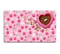 PRESSINART Tapis De Nourriture pour Chien Et Chat Rose Petit Tapis Alimentaire Motif Pattes Mignon Rectangle Terre Diatomée Absorbant Séchage Rapide Protection Sol pour Gamelles Et Eau 20 x 12 Pouces