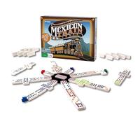 Pressman Dominos de Train mexicains - Superbe Ensemble de 12 Dominos colorés à Pois - Comprend des marqueurs de Train et Un moyeu Multicolore, 12,7 cm