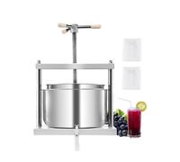 Pressoir à Fruits Manuel-VEVOR-12 L-Presse à Vin avec 2 Barils en Acier Inoxydable-avec Poignée Triangulaire