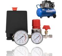 Pressostat Compresseur, régulateur de pression, compresseur d'air, petit compresseur, valve de commande, 4 raccords, régulateur de décharge avec manomètres pour une réduction rapide de la pression
