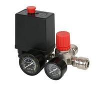 Pressostat de compresseur d'air, 6,35 mm, 220 V, régulateur de contrôle de soupape de sécurité avec jauges 90 ~ 120 PSI pour régulation de la pression (noir)