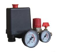 Pressostat de compresseur d'air 90-120 PSI Régulateur avec jauges - Valve de contrôle robuste à 4 ports pour outils pneumatiques - Noir 16 x 9,5 x 11 cm