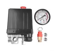 Pressostat de compresseur d'air, régulateur de collecteur 4 ports 175 psi avec valve de sécurité, contrôle marche/arrêt automatique pour systèmes 220 V-240 V, filetage 6,35 mm, boîtier en métal et