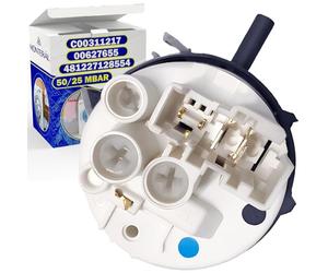 Pressostat Eau Niveau 1 pour Machine a Laver 50/25 Mbar Code Original 481227128554 pour Whirlpool pour Bauknecht C00311217 pour Indesit 00627655 pour Bosch - Garantie de 10 Ans - MONTERAL