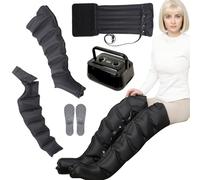 Pressothérapie à 6 cavités pour drainage lymphatique complet du corps, masseur de jambes électrique avec bottes de compression d'air, bandages de jambes pour soulagement, minuterie et pression