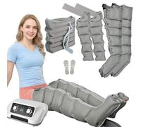 Pressothérapie Jambes à Domicile, Botte de Pressothérapie Jambe pour la Fatigués et Relaxation, 6 Chambres Appareil de Massage Drainage Lymphatique (Gris 2 jambes + ventre + 2bras, Standard)