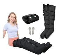 Pressothérapie Jambes à Domicile, Botte de Pressothérapie Jambe pour la Fatigués et Relaxation, 6 Chambres Appareil de Massage Drainage Lymphatique (Noir 2 jambes, Larger)