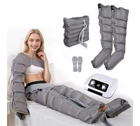 Pressothérapie jambes et abdomen, bottes de pressothérapie jambes, 6 chambres Machine de massage Drainage Lymphatique Circulation, 0-30 min, 0-240 Mhg réglables (gris, 2 unités)