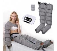 Pressothérapie jambes et abdomen, bottes de pressothérapie jambes, 6 chambres Machine de massage Drainage Lymphatique Circulation, 0-30 min, 0-240 Mhg réglables (gris)