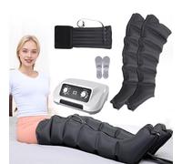 Pressothérapie jambes et abdomen, bottes de pressothérapie jambes, 6 chambres Machine de massage Drainage Lymphatique Circulation, 0-30 min, 0-240 Mhg réglables (noir, 2 jambes + abdomen L)