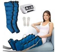 Pressothérapie pour abdomen et jambes avec 6 cavités Masseur pressothérapie professionnel pour la maison Favorise et une meilleure circulation (bleu 6 chambres, M jambes)