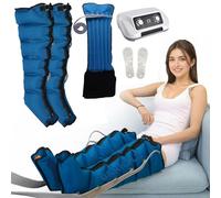 Pressothérapie pour abdomen et jambes avec 6 cavités Masseur pressothérapie professionnel pour la maison Favorise et une meilleure circulation (bleu 6 chambres, M jambes + taille)