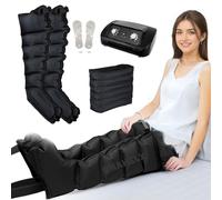 Pressothérapie pour abdomen et jambes avec 6 cavités Masseur pressothérapie professionnel pour la maison Favorise et une meilleure circulation (noir 6 chambres, M jambes + taille)