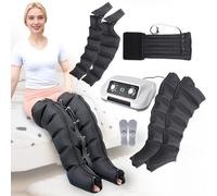Pressothérapie pour jambes, machine pressothérapie pour la maison, bottes pressothérapie jambes, 6 chambres pressothérapie à domicile professionnelle, circulation, 0-240 Mmhg réglables (XL 2 bras + 2