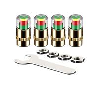 Pressure Valve Caps - 4 Pack Copper Gauge Indicator | 3-Color Visual Sensor System - Real-Time Monitoring Dustproof Covers | Accessoire Auto Intelligent-pour Tige de Roue de Camion de Voiture