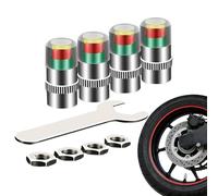 Pressure Valve Caps - 4 Pack Copper Gauge Indicator | 3-Color Visual Sensor System - Real-Time Monitoring Dustproof Covers | Accessoire Auto Intelligent-pour Tige de Roue de Camion de Voiture
