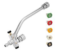 Pressure Washer Double Connector, 1/4-Inch Double Tip Attachment on Foam Cannon, Quick-Connect Heavy-Duty Portable Tool with 5 Nozzles Adjustable Modes for Outdoor, Driveway, and Home