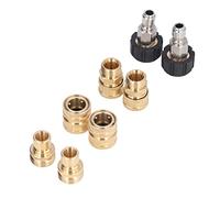 Pressure Washer Quick Connect Adapter Kit | 8 - Piece Brass & ABS Fittings Set | Water Hose Coupler for Electric Washer Pumps/Garden Tools | M22-14 & 3 / 4in Quick Connect
