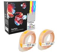 Prestige Cartridge 2x Blanc sur Jaune Ruban de Marquage (9mm x 3m) compatible avec les outils de marquage en plastique Dymo Junior S0717900 et Omega S0717930