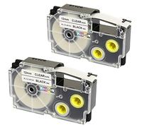 Prestige Cartridge 2x XR-12X XR-12X1 noir sur transparent 12mm x 8m Rubans Étiquettes compatibles avec Casio KL-60 KL-100 KL-120 KL-200 KL-300 KL-750 KL-820 KL-2000 KL-7000 KL-7200 Etiqueteuses