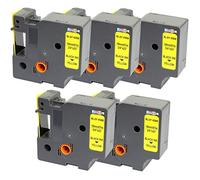 Prestige Cartridge 45808 / S0720880 Lot de 5 Rubans cassettes pour Dymo imprimante d'étiquette 19 mm x 7 m Noir sur Jaune