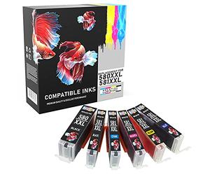 PRESTIGE CARTRIDGE 6 Compatibles PGI-580XXL CLI-581XXL PGI-580/CLI-581 XXL Cartouches d'encre pour Canon TS8150 TS8151 TS8152 TS8250 TS8251 TS8252 TS9150 TS9155 | XXL Haut Rendement