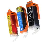 Prestige Cartridge PGI-550XL/CLI-551XL Pack de 25 Cartouches d'encre compatible avec Imprimante Canon Pixma Séries, Noir/Noir Photo/Cyan/Magenta/Jaune