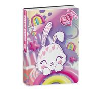 PRESTIGE & DELUXE Agenda compatible avec le journal scolaire Seven SJ Girl lapin 2025-2026 daté F.to standard 20 x 15 cm + porte-clés paillettes et stylo coloré