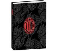 PRESTIGE & DELUXE Agenda Milan Rossoneri - version noire - F.to standard 18 x 14 cm pour l'école 2025/2026 - Couverture rembourrée + porte-clé de football