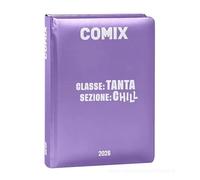 PRESTIGE & DELUXE Agenda scolaire C0mix Wave 13 mois standard violet 2025-2026 F.to standard 18 x 13 cm + porte-clés avec paillettes et stylo multicolore
