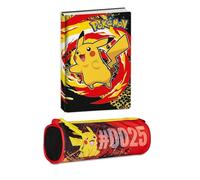 PRESTIGE & DELUXE Agenda scolaire compatible avec Pokemon 2025-2026 F.to Standard 20 x 15 cm + trousse de siège zip + porte-clés personnage