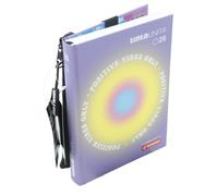 PRESTIGE & DELUXE Agenda scolaire couleur unie 2025/2026 lilas - 12 mois daté 384 pages Dim. 18 x 14 cm - Kit accessoires avec sachet maille + porte-clés paillettes et stylo multicolore