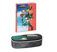 PRESTIGE & DELUXE Agenda scolaire édition spéciale MY HERO ACADEMIA Anime 2025 - 2026 F.to Standard 18 x 14 cm + trousse scolaire - ovale - avec intérieur organisé