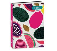 PRESTIGE & DELUXE Agenda scolaire Teenace multicolore Exotic Fruit tropical 2025-2026 poche 16 x 11 cm + porte-clé à paillettes et stylo multicolore