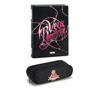 PRESTIGE & DELUXE Agenda scolaire Vera Baddie Anna 2025-2026, agenda journalier 16 mois pour filles école primaire et moyenne 12 x 16,5 cm + trousse zip + porte-clés pailettes et stylo multicolore