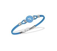 PRESTIGE & DELUXE Bracelet Napoli avec cordon bleu et élément en acier hypoallergénique L 22 cm, réglable jusqu'à 18,5 cm - Fermoir mousqueton + porte-clés équipe