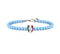 PRESTIGE & DELUXE Bracelet Napoli avec perles bleues et pendentif Scudetto Tricolore L 19,5 cm - Accessoire officiel Football + porte-clés équipe