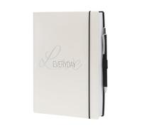 PRESTIGE & DELUXE Everyday Love Love Agenda quotidien 2026 blanc 12 mois 17 x 12 cm bloc fixe avec cordon et stylo + stylo à clipser et marque-page