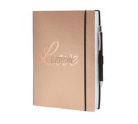 PRESTIGE & DELUXE Everyday Love Love Love Agenda quotidien 2026 Rose Metal 12 mois 15 x 10 cm bloc fixe avec cordon et stylo + stylo à clic et signet gratuit