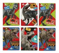 PRESTIGE & DELUXE Lot de 6 cahiers compatibles avec Jurassic World carreaux 10 mm - Format A4 21 x 29,7 cm pour l'école + Porte-clé sifflet