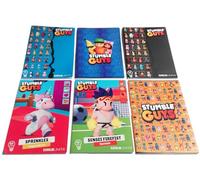 PRESTIGE & DELUXE Lot de 6 cahiers Stumble Guys rayés RIGO B - Format A4 21 x 29,7 cm pour l'école + porte-clés sifflet