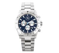 PRESTIGE & DELUXE Lowell Napoli Chrono Gent Montre Étanche Bracelet en Acier Inoxydable pour Homme - Cadran 39 mm dans son Emballage Officiel + Porte-clés Football, Multicolore, Piccolo