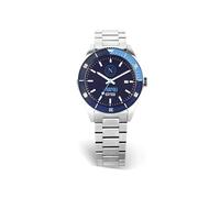 PRESTIGE & DELUXE Lowell Napoli Gent Montre bracelet en acier inoxydable pour homme - Cadran 41 mm dans son emballage officiel + porte-clés équipe