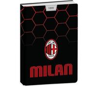 PRESTIGE & DELUXE Milan Réseau Rossoneri F.to Standard 18 x 14 cm pour l'école 2025/2026 - Couverture rembourrée + Porte-clé de football