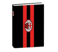 PRESTIGE & DELUXE Milan Rossoneri F.to Agenda standard 18 x 14 cm pour l'école 2025/2026 - Couverture rembourrée + Porte-clé de football