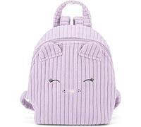 PRESTIGE & DELUXE Mini sac à dos en velours officiel Mofu Mofu Gattina Lilas Violet, avec bretelles réglables, éléments 3D et broderie, fermeture à glissière pratique, 16,5 x 22,5 x 10 cm + porte-clés