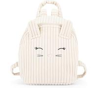 PRESTIGE & DELUXE Mini sac à dos en velours officiel Mofu Mofu Lapin blanc, avec bretelles réglables, éléments 3D et broderie, fermeture à glissière pratique, 16,5 x 22,5 x 10 cm + porte-clés