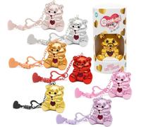 PRESTIGE & DELUXE Ours Love et Tell Passion avec fonction d'enregistrement et porte-clés - 1 ours couleur aléatoire + stylo cadeau 6 en 1, crayon parfumé et porte-clés pailettes