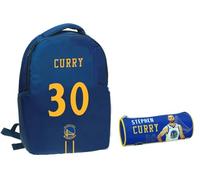 PRESTIGE & DELUXE Sac à dos compatible avec NBA Golden State Stephen Curry Dimensions : 43 cm x 30 cm x 17 cm, dossier et bretelles rembourrées pour l'école et les loisirs + trousse de siège zippée