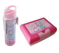 PRESTIGE & DELUXE So Kawaii Dolce Gattina Rose porte-goûter 800 ml et gourde 530 ml pour école, gite, pique-nique et mer + porte-clés à paillettes